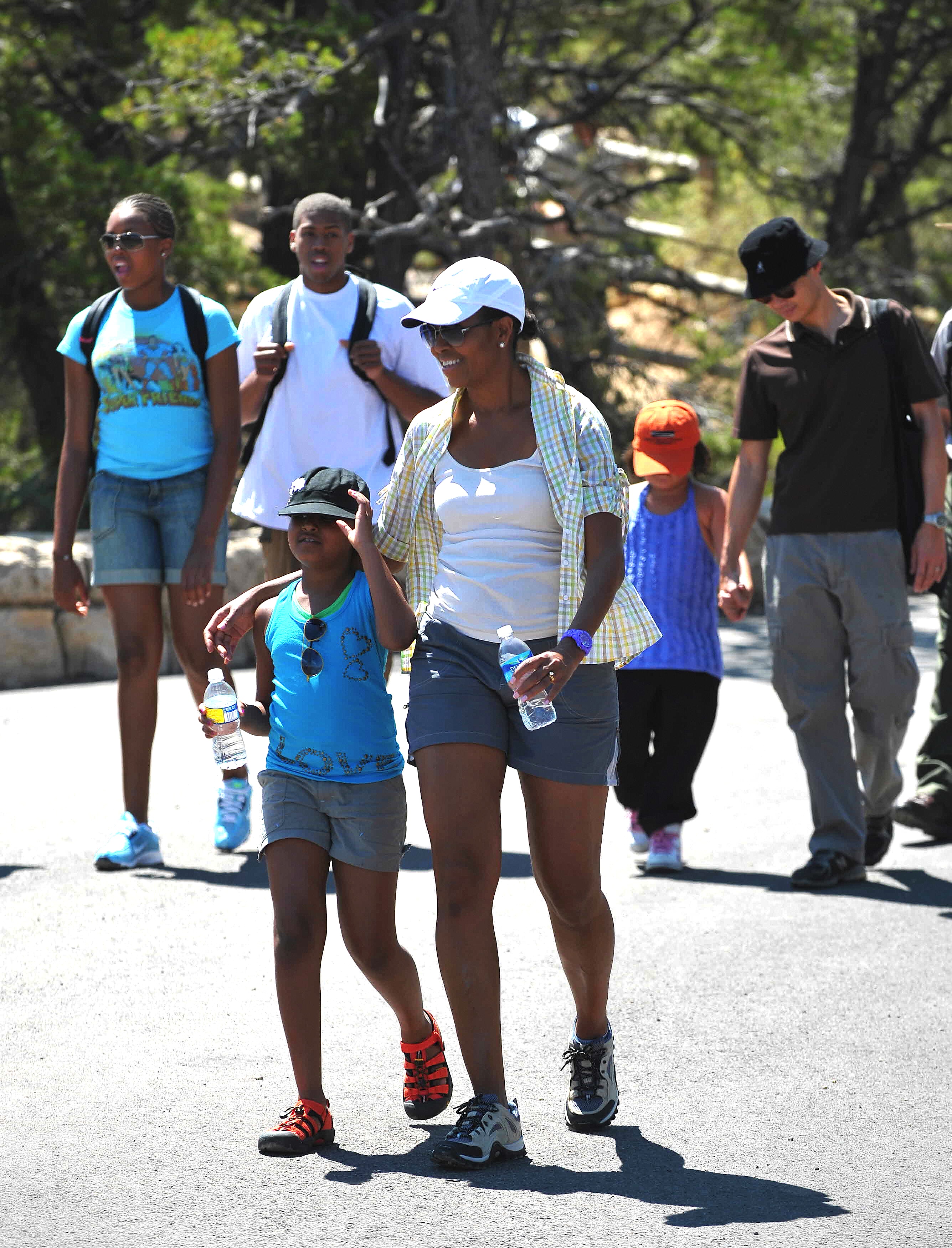 US First Lady Michelle Obama and their d