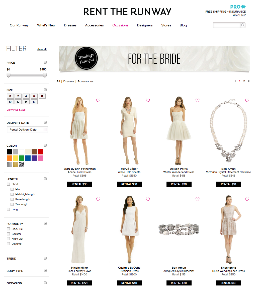 rent the runway bridal