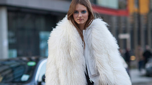 white fur coat street style