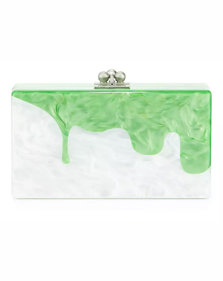 Edie Parker White Pearlescent Jean Slime Clutch, $1,295; at Neiman Marcus