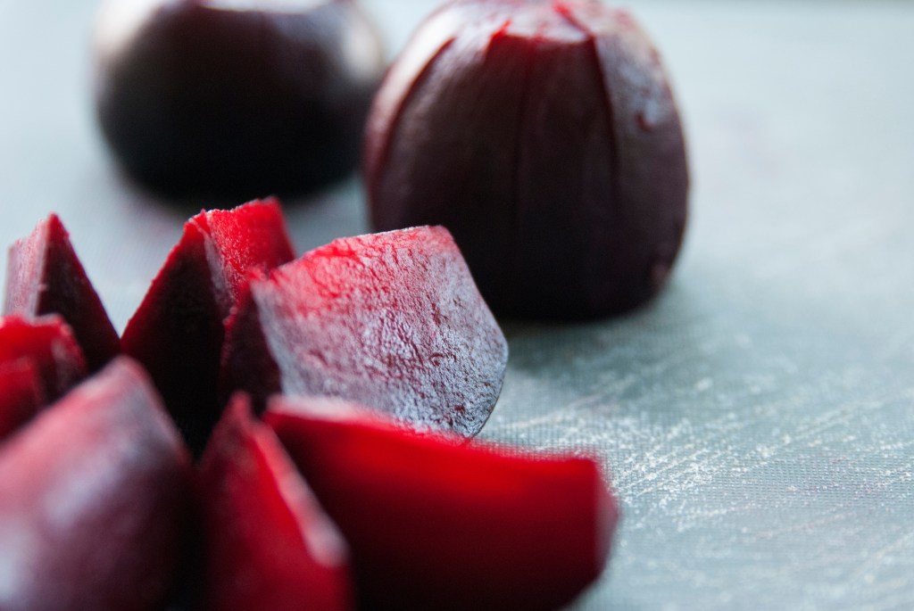 Close-Up Of Beet Slices On Table