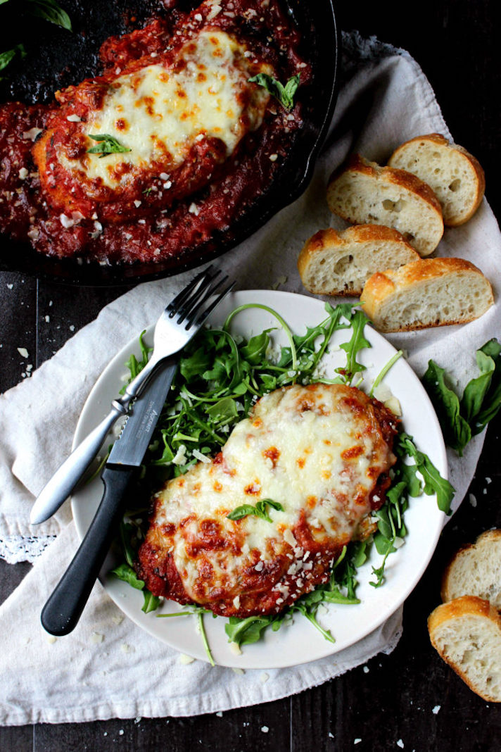 STYLECASTER | 17 Fancy Date Night Dinners That Are Actually Super Easy | Skillet Chicken Parm