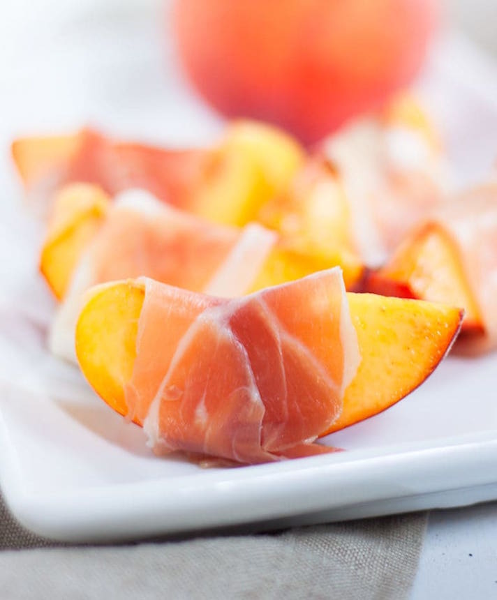 STYLECASTER | 17 Fourth of July Appetizers That Every Barbecue Needs | Prosciutto-Wrapped Peaches