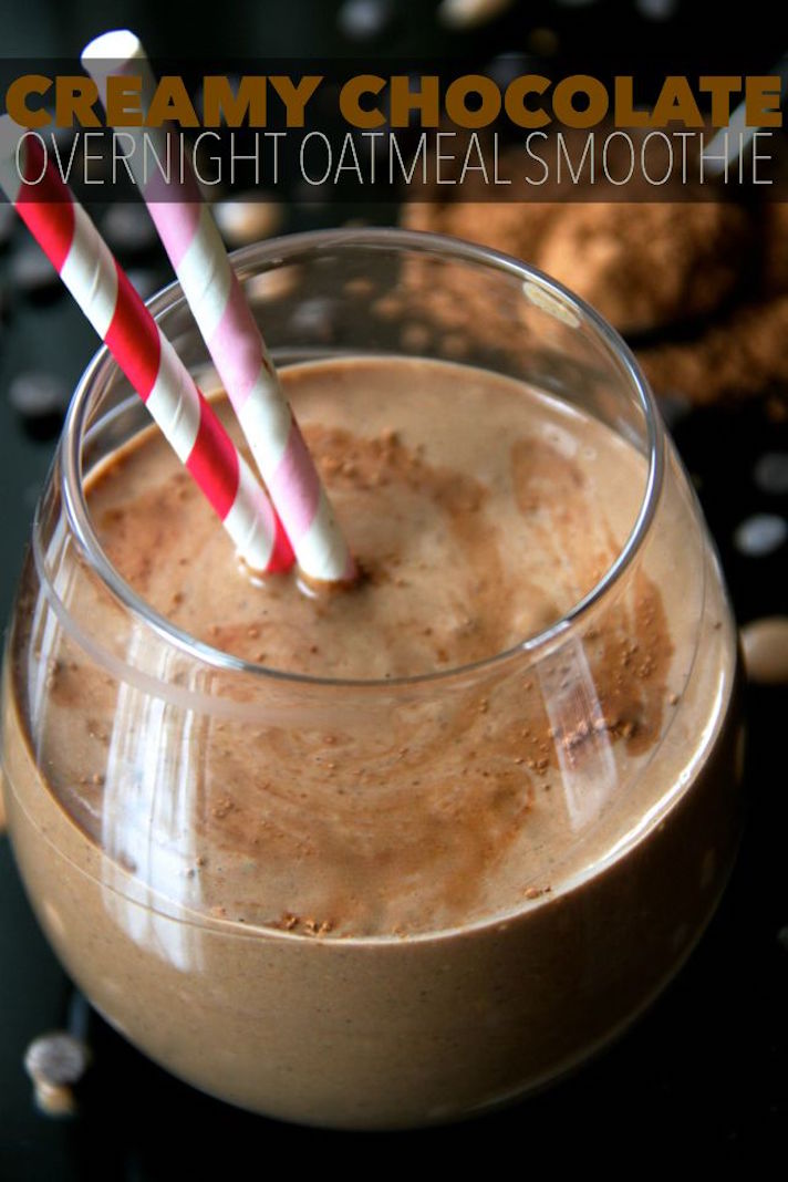STYLECASTER | 17 High-Protein Chocolate Smoothies That Taste More Like Milkshakes | Chocolate Overnight Oatmeal Smoothie