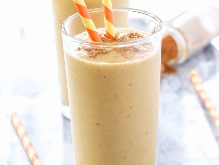 STYLECASTER | 17 Veggie-Packed Smoothie Recipes That Don't Taste Like Grass | Cinnamon, Sweet Potato, and Almond Butter Smoothie