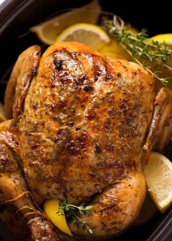 STYLECASTER | Slow-Cooker Date Night Recipes That Aim To Please | Lemon-Garlic Roast Chicken