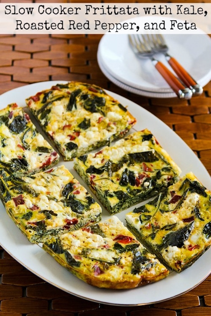 STYLECASTER | 16 Post-Workout Slow-Cooker Recipes That'll Make You Feel Great | Frittata With Kale, Roasted Red Pepper, and Feta