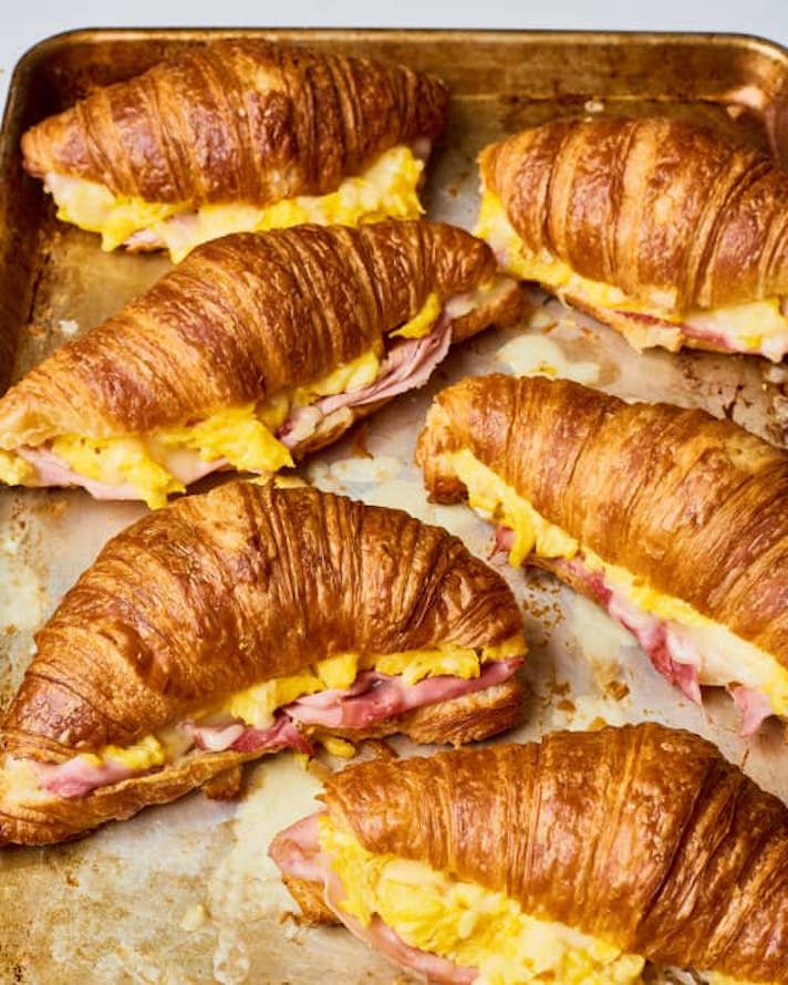 STYLECASTER | 17 Make-Ahead Breakfast Recipes That Make Mornings Much Easier | Croissant Breakfast Sandwiches