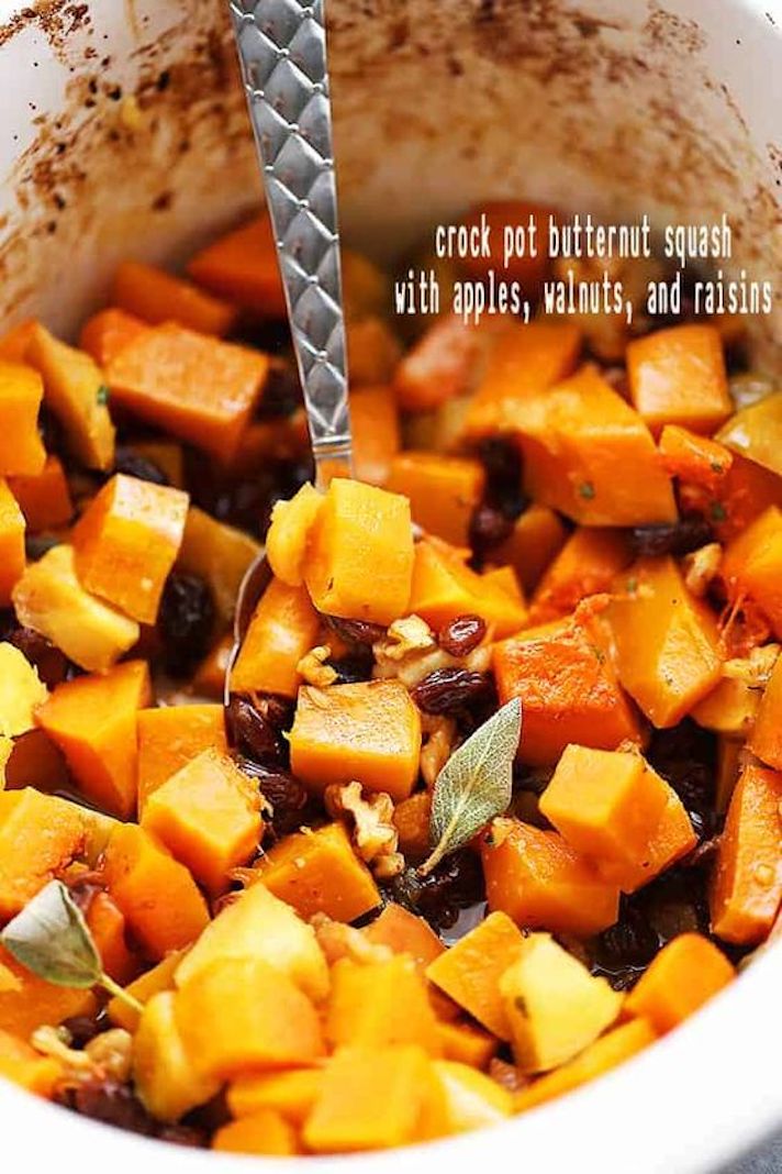 STYLECASTER | 15 Slow-Cooker Butternut Squash Recipes To Try This Fall | Butternut Squash With Apples And Raisins