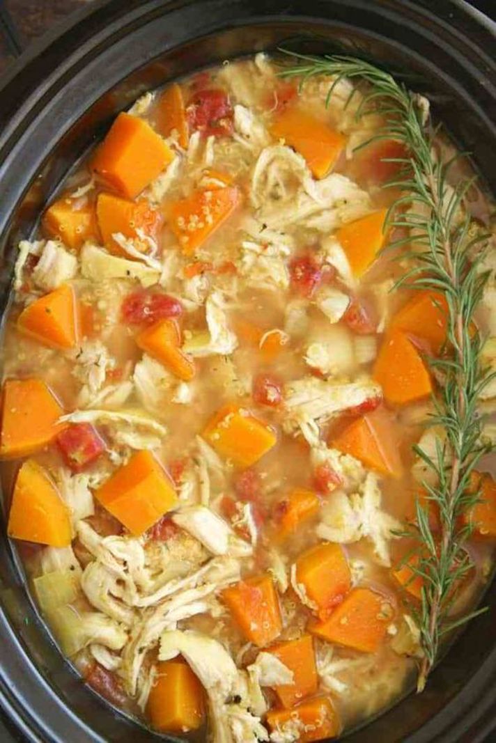 STYLECASTER | 15 Slow-Cooker Butternut Squash Recipes To Try This Fall | Chicken Soup With Butternut Squash And Quinoa