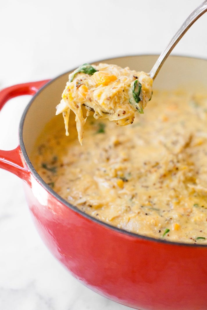 STYLECASTER | 17 Ways to Eat Canned Pumpkin For Dinner | Chicken Pumpkin Quinoa Chowder