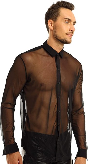 STYLECASTER | Men's Fashion Trends 2020 | Black sheer top