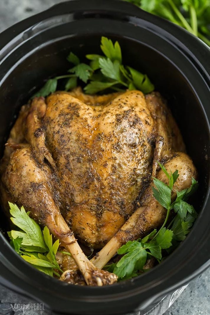 STYLECASTER | 17 Slow-Cooker Turkey Recipes That Feed A Crowd | Whole Turkey With Garlic Butter