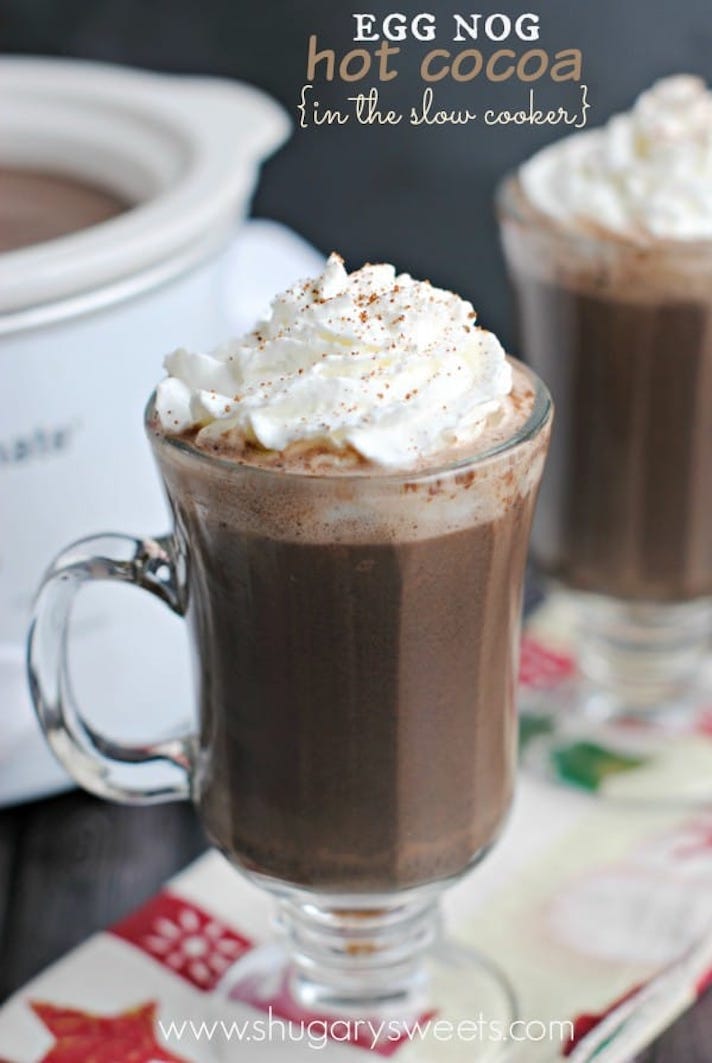 STYLECASTER | 17 Slow-Cooker Cocktails That'll Heat Up a Holiday Party | Egg Nog Hot Cocoa