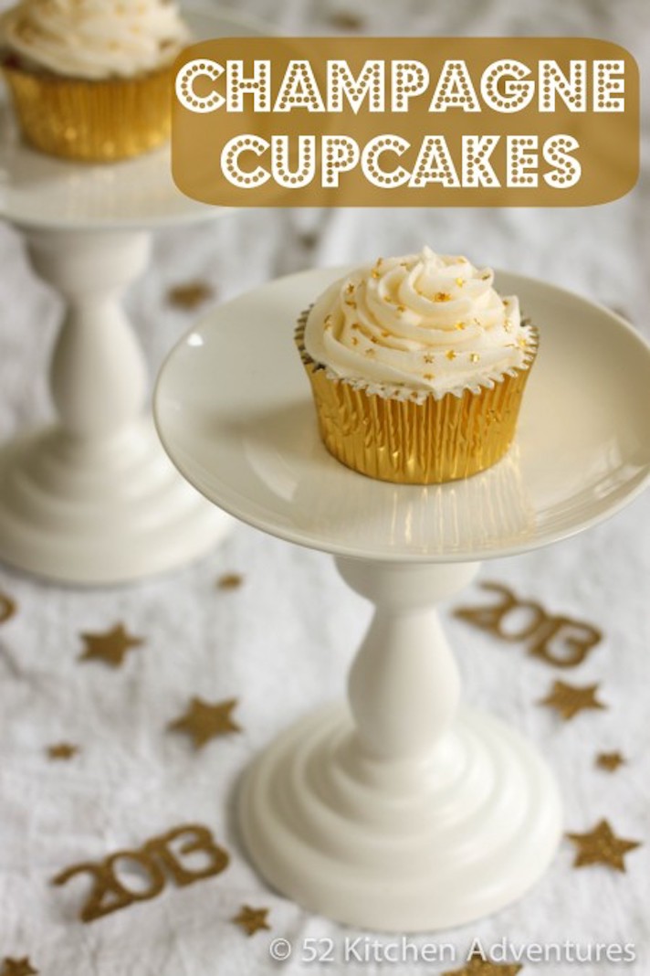 STYLECASTER | Glitter-Filled Recipes for New Year's Eve | Champagne Cupcakes