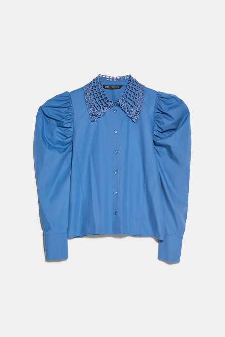 zara spring top blue