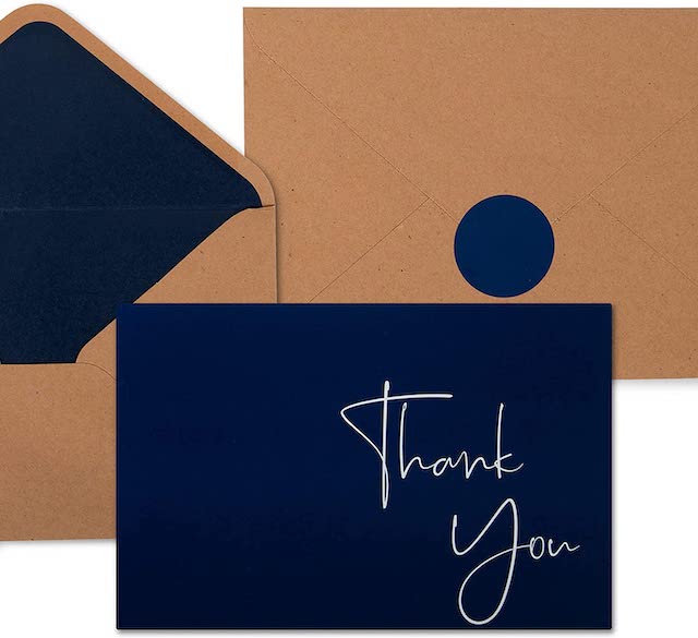 100 Navy Blue Thank You Cards