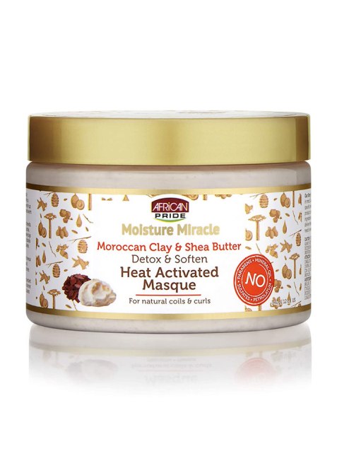 African Pride Moisture Miracle Moroccan Clay & Shea Butter Heat – Activated Masque