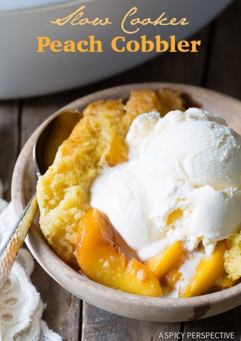 STYLECASTER | easy summer slow cooker recipes | slow cooker peach cobbler