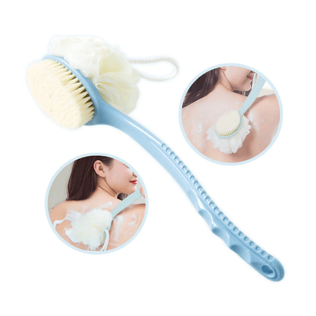 Shower Body Brush with Bristles and Loofah