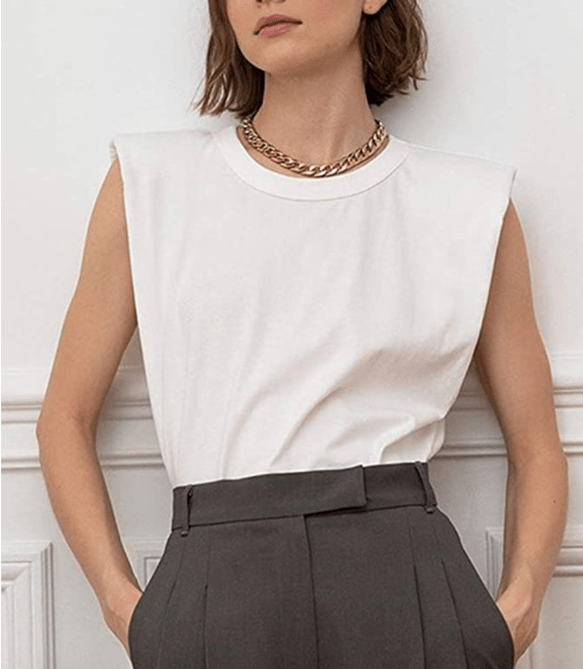 STYLECASTER | padded shoulder muscle tee trend