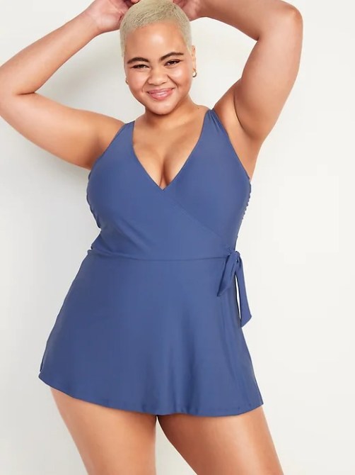 Old Navy V-Neck Wrap-Front One-Piece Swimsuit Dress