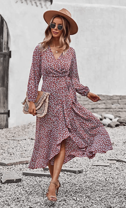 Prettygarden Floral Wrap Dress 