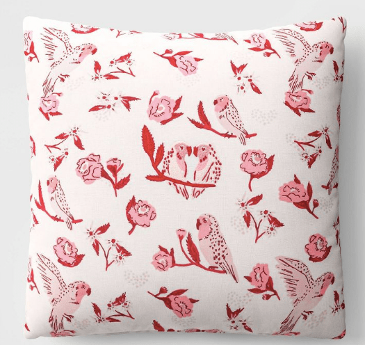 Valentine's Day 'Love Birds' Square Throw Pillow Ivory