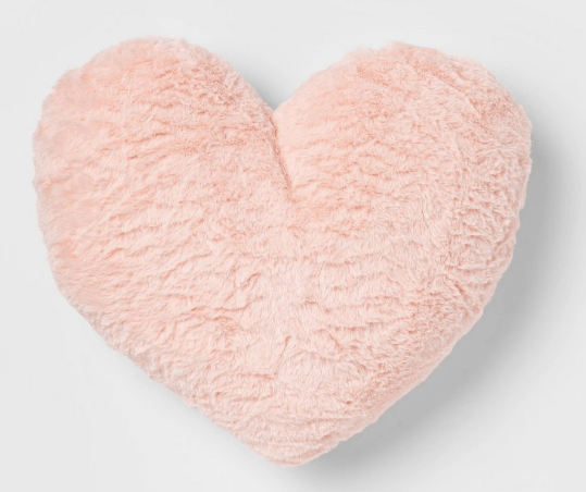 Faux Fur Heart Throw Pillow Pink