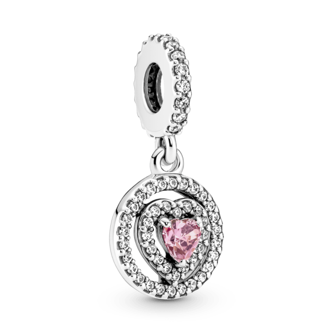 Sparkling Double Halo Heart Dangle Charm