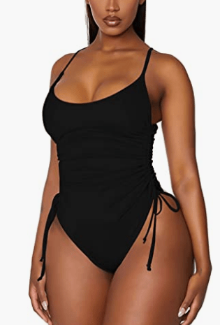 Ruched High Cut One Piece Swimsuit