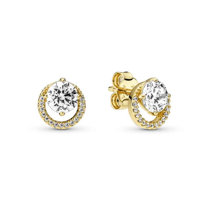 Sparkling Round Halo Stud Earrings
