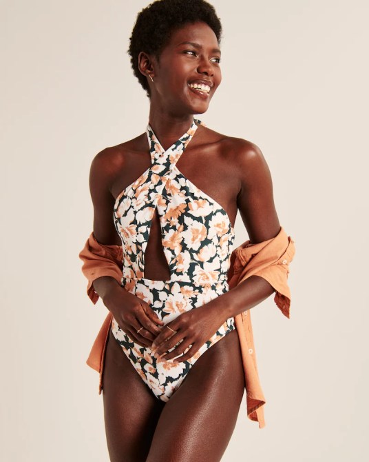 Cross Halter Cutout One-Piece Swimsuit