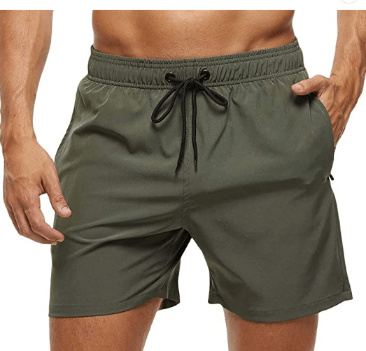 Tyhengta Men's Swim Trunks Quick Dry Beach Shorts with Zipper Pockets