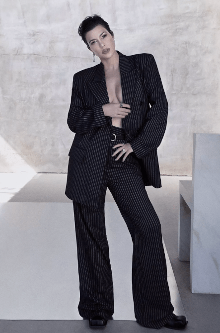 Pinstripe Tailored Wide Leg Trousers