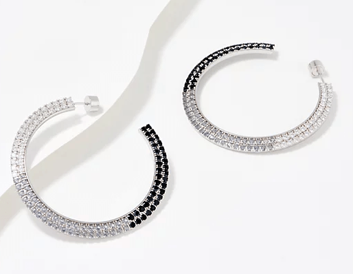 Diamonique x Zaxie Two-Tone Hoop Earrings