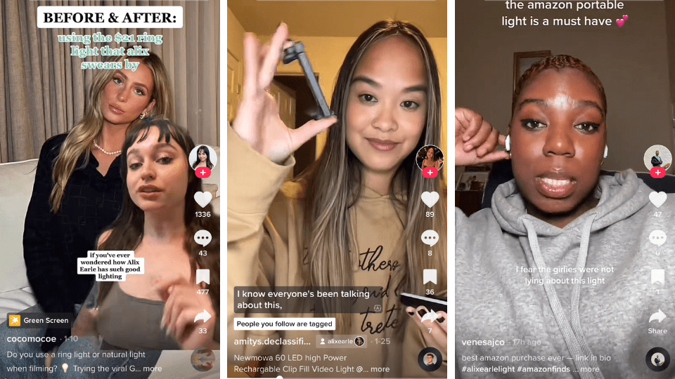 TikToks about the Alix Earle light.