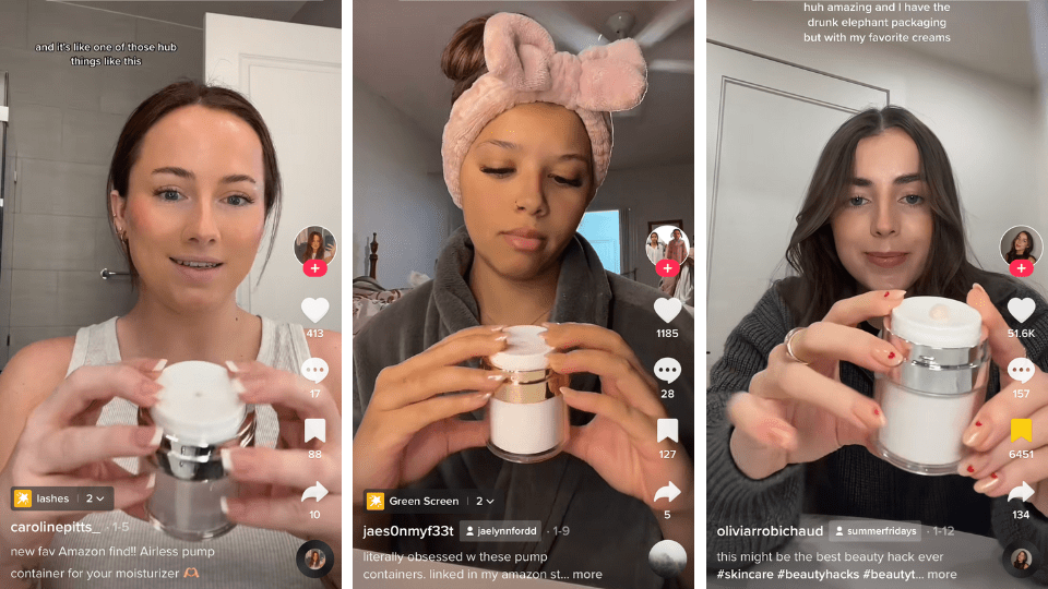 skincare airless pump