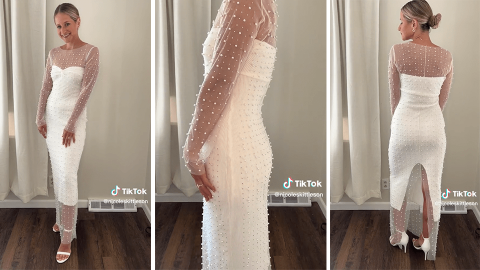 Seyurigaoka Pearl Sheer Maxi Dress Amazon TikTok