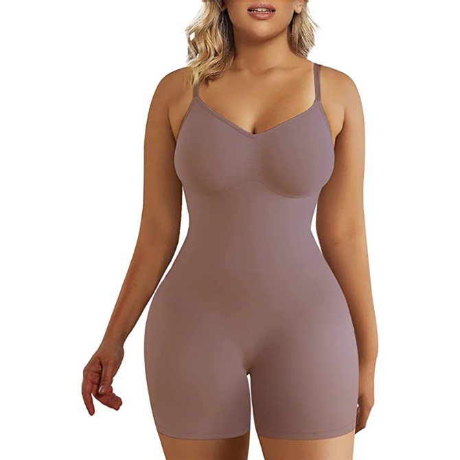 SHAPERX Shapewear for Women Tummy Control Bodysuit Mid Thigh Butt Lifter Body Shaper Shorts