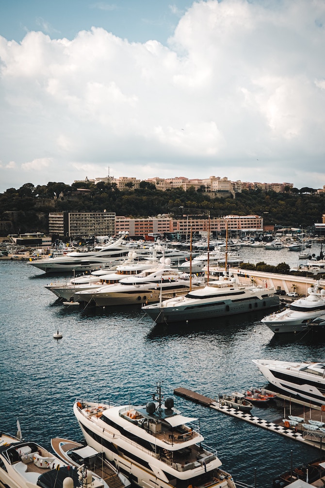 Several yachts at a dock