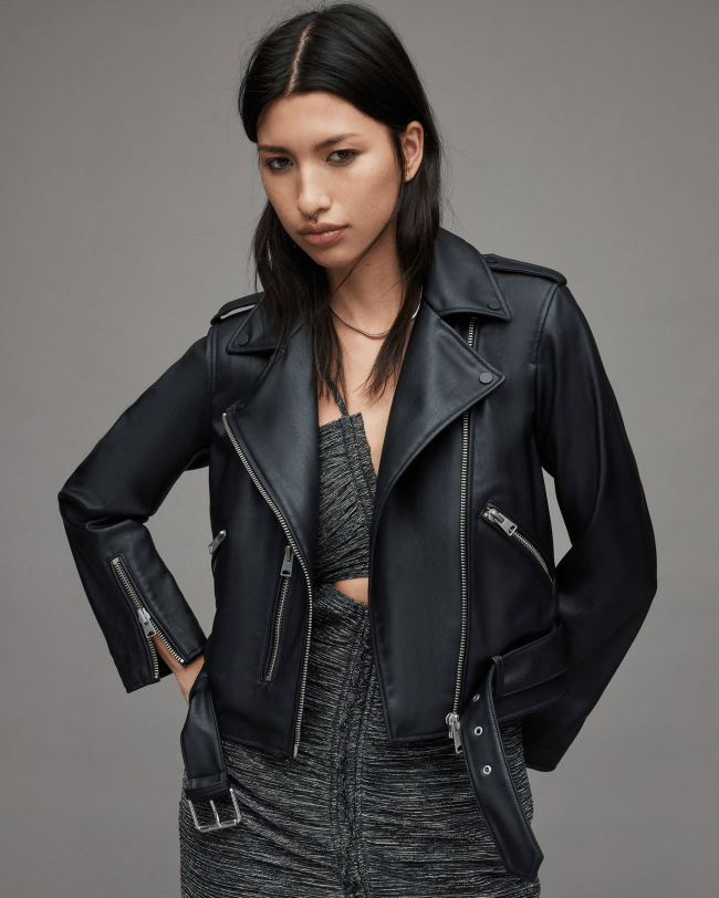 AllSaints Balfern Faux Leather Belted Biker Jacket