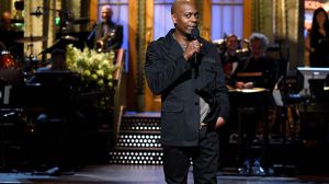 SATURDAY NIGHT LIVE -- "Dave Chappelle" Episode 1710 -- Pictured: Host Dave Chappelle during the monologue on November 12, 2016 -- (Photo by: Will Heath/NBCU Photo Bank/NBCUniversal via Getty Images via Getty Images)