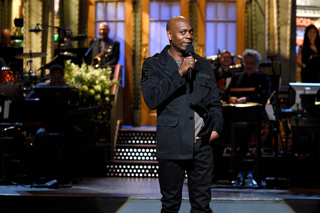 SATURDAY NIGHT LIVE -- "Dave Chappelle" Episode 1710 -- Pictured: Host Dave Chappelle during the monologue on November 12, 2016 -- (Photo by: Will Heath/NBCU Photo Bank/NBCUniversal via Getty Images via Getty Images)