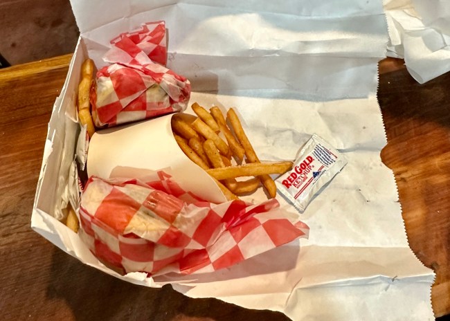 Smashed smash burger and fries