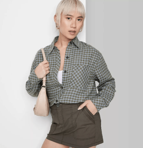 Oversized Button-Down Flannel Shirt - Wild Fable™ Plaid