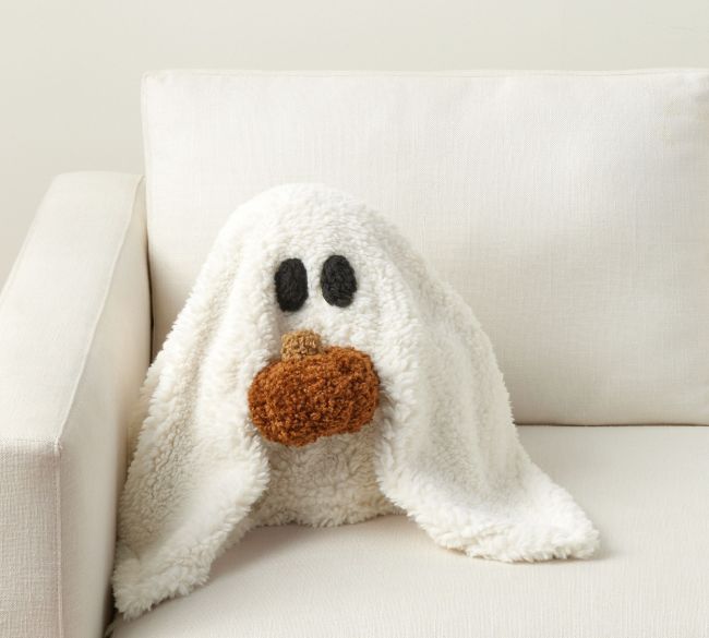 gus the ghost with pumpkin throw pillow pottery barn