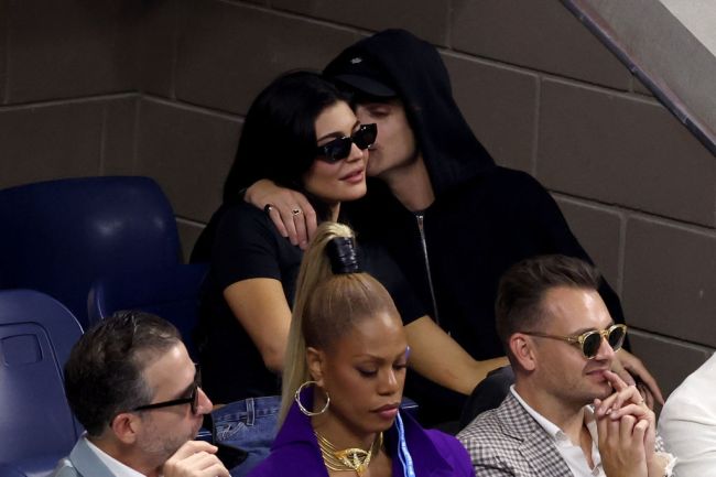 NEW YORK, NEW YORK - SEPTEMBER 10: Kylie Jenner and actor Timothée Chalamet look on during the Men's Singles Final match between Novak Djokovic of Serbia and Daniil Medvedev of Russia on Day Fourteen of the 2023 US Open at the USTA Billie Jean King National Tennis Center on September 10, 2023 in the Flushing neighborhood of the Queens borough of New York City.