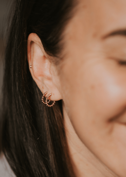 Hello Adorn Beaded Huggie Hoops