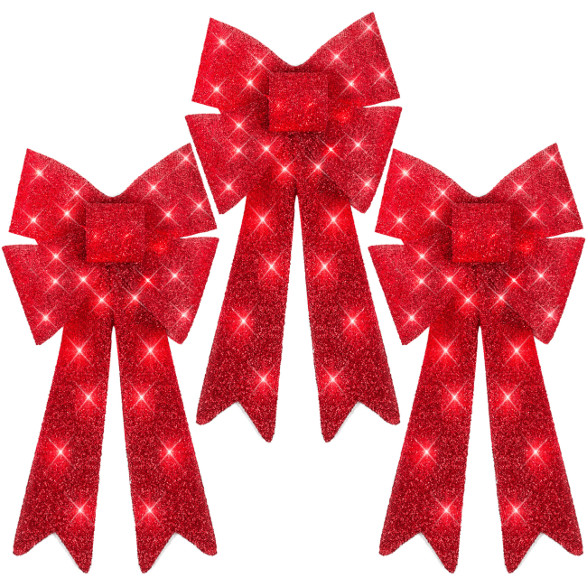 Wade Logan Set of 3 Pre-Lit Christmas Bows